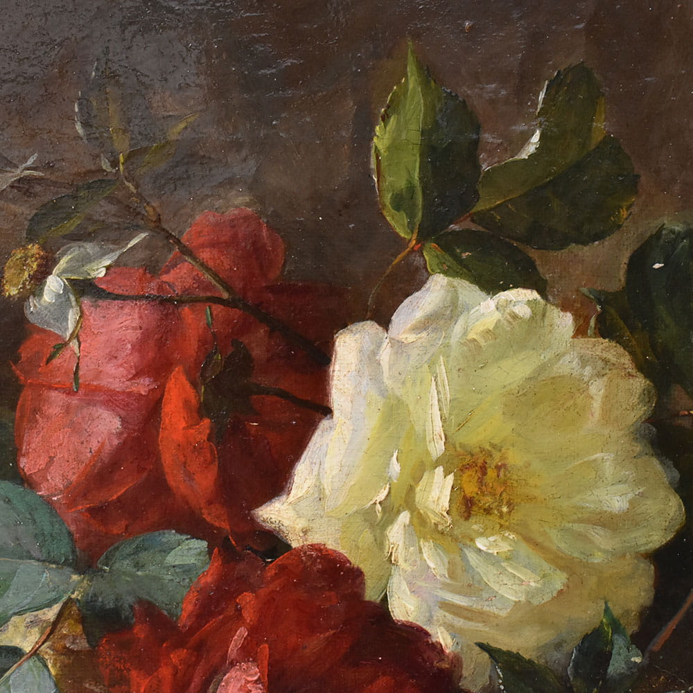 QF767 1a antique roses floral painting flower oil still life XIX.jpg